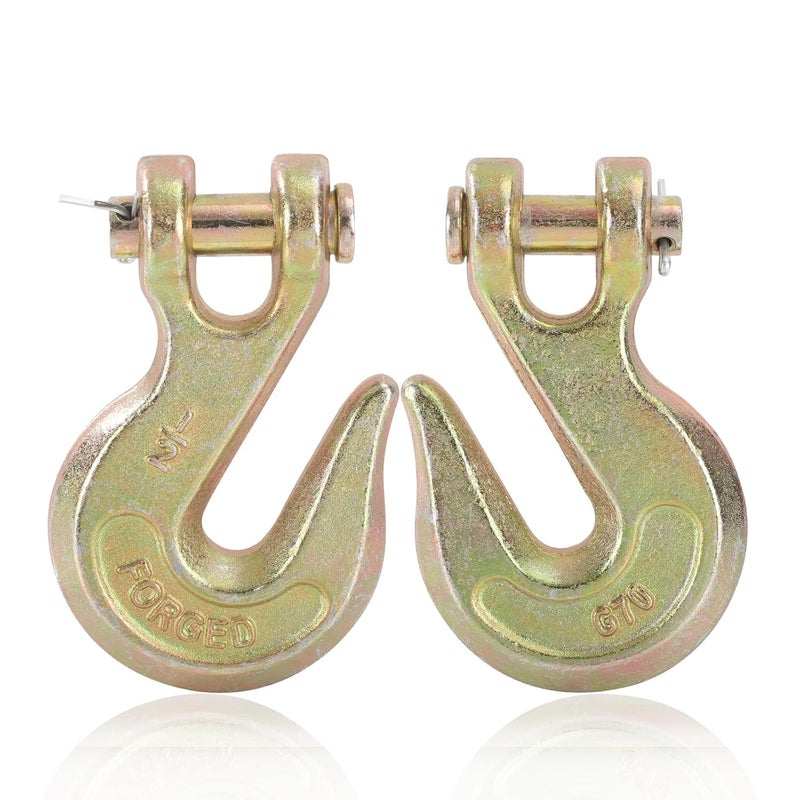 ALISWAT 2 Pack 1/2" Chain Hook, Grade 70 Forged Steel Clevis Grab Hook for 1/2 Inch Transport Chain, Heavy Duty Tow Hook 12000 Lbs Working Load Limit for Trailer Truck Transport, Safety Chain Hooks - Image 1
